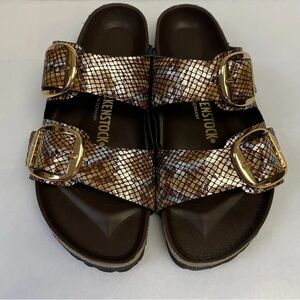 Birkenstock Women's Patterned Sandals with Gold Buckles NWOT